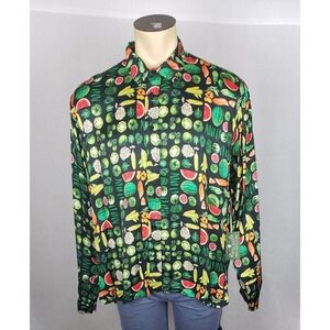 Denim Tears Kiss My Grits Fruit Print Viscose Button Up Shirt Mens XL Spring NEW